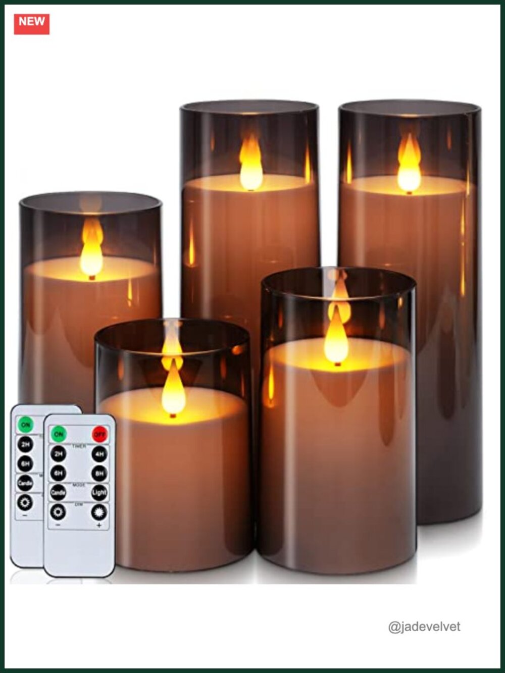 Flickering Flameless LED Candles with Remote Timer Acrylic Pillar Set